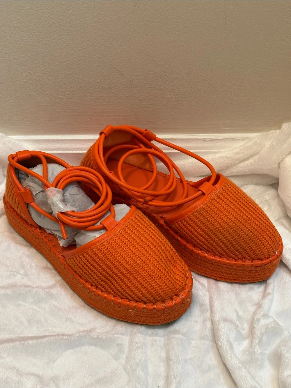 ASOS Design Orange Espadrilles Braided Strappy Round Closed Platform Sandals